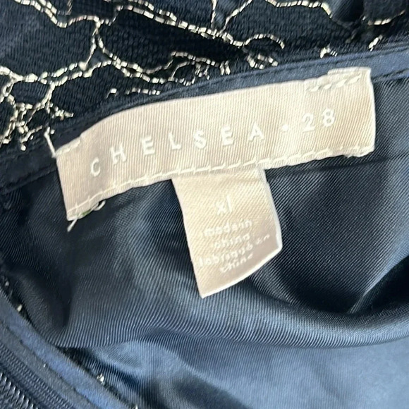 Chelsea 28 Mini Dress Metallic Lace Overlay Navy Peacoat Women’s XL Nordstrom - Picture 7 of 9